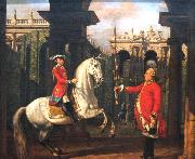 Bernardo Bellotto Colonel Piotr Konigsfels teaching Prince Jozef Poniatowski how to ride oil painting picture wholesale